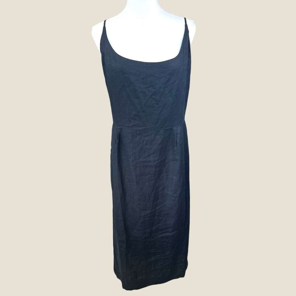 Sleek Black Midi Slip Dress - Women's - Picture 3 of 16